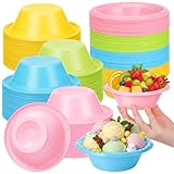 Meanplan 100 Pcs Mother's Day Plastic Disposable Bowl 12 oz Pastel Pink Green Soup Dessert Salad Bowl Candy Snack Plate Serving Supplies for Summer Holiday Birthday Wedding Party (Pastel)