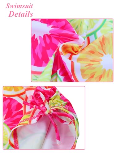 Image of BAOHULU Girls Two Piece Swimsuits Rash Guard Ruffle Bikini Skirt Short Sleeves Beach Dress Swimwear UPF 50+ 3-12Y