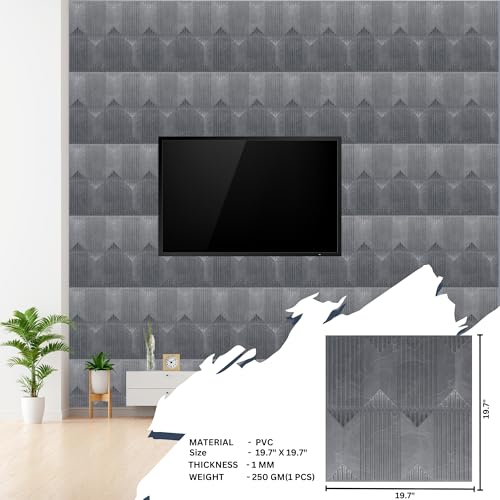 Image of Kayra Decor 3D PVC Wall Panel Artisian Design, Gray Marble Color 19.7 inch x 19.7 inch (Pack of 18) - Covers 48.51 Sq. Ft.