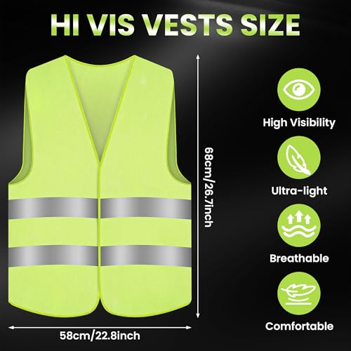 Starvortex Warnwesten Auto 5er, Klettstreifen Leuchtweste Warnweste Erwachsene, Strapazierfähig Sicherheitsweste Auto Damen Herren Kinder, Leicht warnweste Gelb, Atmungsaktiv Große Fahrrad Zubehör