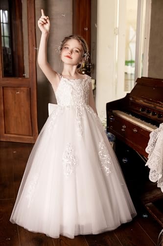 Tulle Flower Girl Dresses for Wedding Lace Applique First Communion Dress for Girls Birthday Pageant Ball Gown4