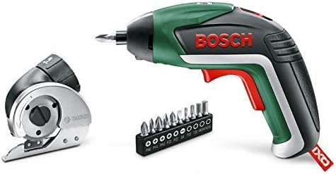 BOSCH IXO Cordless Screwdriver c/w Bosch IXO Cutting Adapter + 10 Piece Bit Set (c/w Stanley KeyTape (Image Shown)