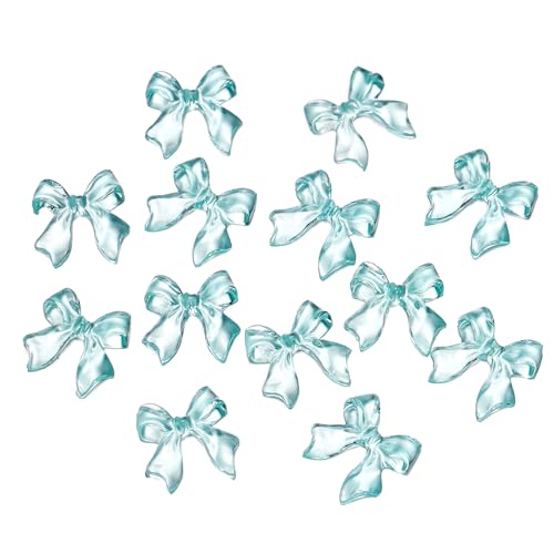 100 Pcs 10mm Bow Nail Charms, 3D Clear Jelly Color Resin Bow Nail Art Gems Accessories for Women Girls Nail Decorations DIY Craft Jewelry (Blue)