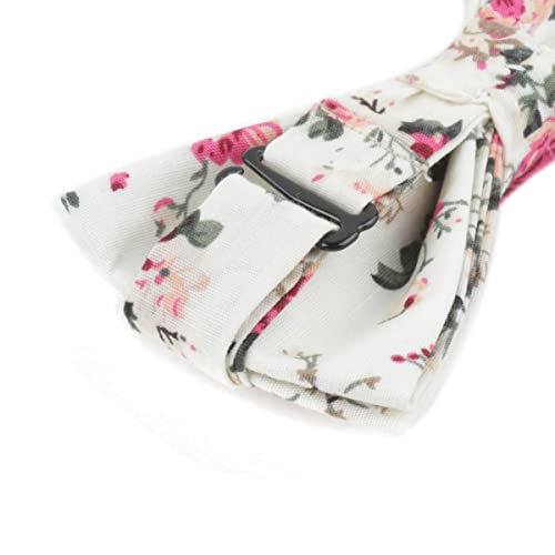 Fangfu Men's Cotton Floral Printing Bow Tie Pre-Tied Bow Tie (330), Medium #TOP4
