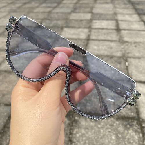 Image of Oversized Sunglasses Women Men Luxury Big Frame Mask Glasses Goggle Flat Top Clear Eye Protection Glasses Shade UV400