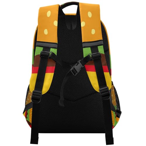 Bookbag Backpack for Teen Knapsack Grade Schoolbag Laptop iPad Tablet Rucksack Girls Boys Students Daypacks with Pockets Print Hamburger Texure On Black2