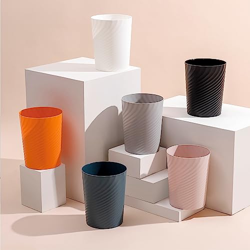 Image of Plastic Small Bathroom Trash Can Wastebasket Garbage Can, Dark Grey, 3 Pack | Sturdy-Easy to Clean, Bathroom, Laundry Room, Kitchen, Office, Kids Room, Dorm, Bedroom, 1.8 Gallon