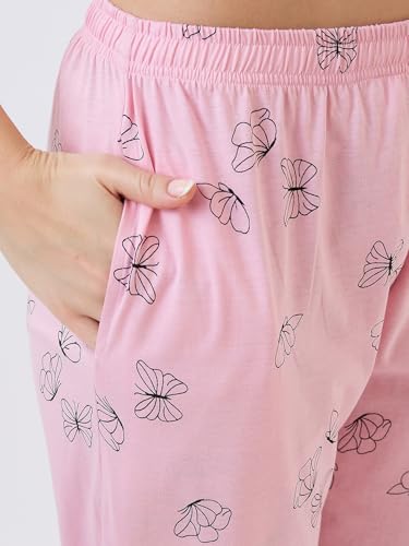 Image of AV2 Women's Cotton Printed Short Sleeve Night Suit Set | Pajama Set | Casual Night Dress for Women | Airport Look Coord Set -2128