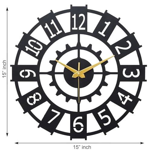 Image of Stylish Metal Analog Wall Clock for Living Room, Bedroom, Office, Kitchen, Home and Hall | Antique Fancy Big Size Modern Wall Watch for Home Decor (DA-171, 40CM)