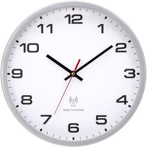 NESIFEE Wanduhr Funk Funkuhr Weiß Wanduhr Lautlos Funkuhr Groß Vintage Küchenuhr Modern Funkwanduhr Geräuschlos Uhr Wand Kinder Wohnzimmer Wanduhren Große Küche Jugendzimmer Funkuhren