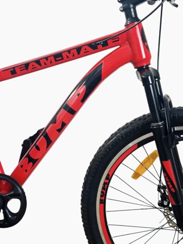 Image of CAYA Bump Team Cycle for Men and Women 26T with Semi Fat 3 Inch Tyre | Mountains Bike with Dual Disc Brakes & Suspension Tyre 26 inch Inch | MTB Unisex Bicycle with Triple Alloy Rims for Adults-(Red)