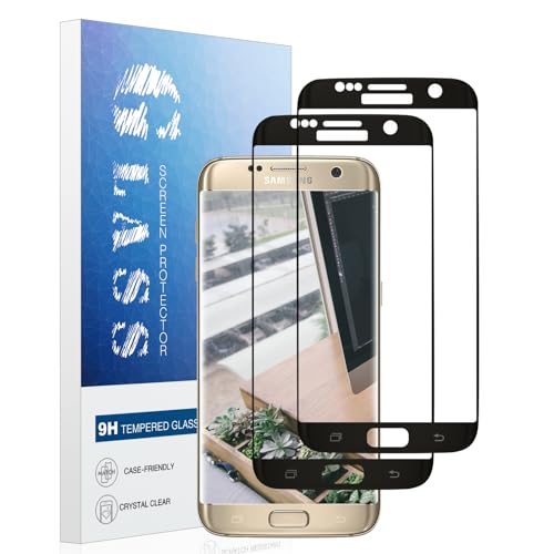 Protector Pantalla Completa Samsung Galaxy S7 Edge Cristal Templado, Vidrio Cristal Templado, De Punta a Punta, Sin Burbujas, Anti-Scratch, Sensible al Tacto, Ultra HD, 2 Piezas