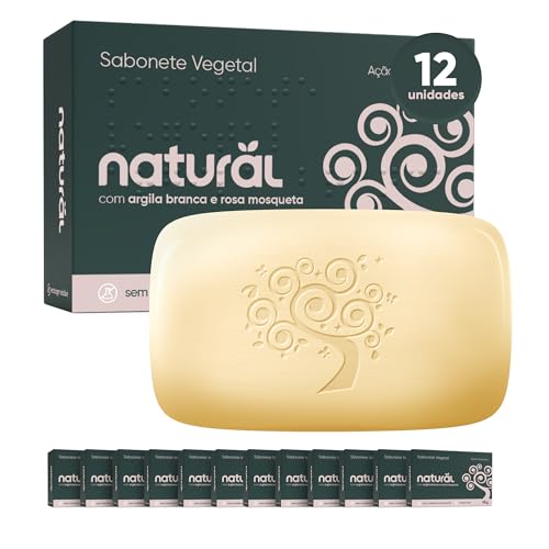 NATURAL Combo Sabonete de Argila Branca com Óleo de Rosa Mosqueta...
