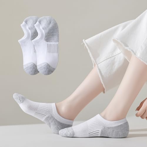 Image of EPEIUS Thick No Show Socks for Women Athletic Ankle Socks Cushioned Running Low Cut Non Slip Footies 3 /6 Pairs