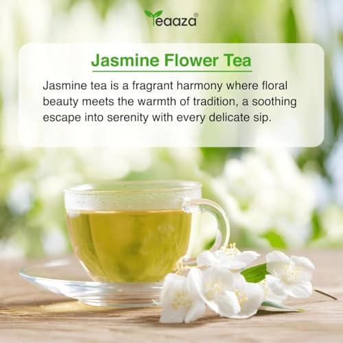 Image of Teaaza Jasmine Tea | 100gm-100 Cups, Promotes Good Sleep, Stress Relief | Improves Immunity | Soothing Tea for Relaxation | For Glowing Skin | Jasmine green tea loose