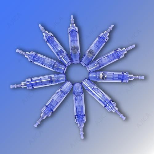 Image of Derma Pen Needles Cartridge 12 Pin | 36 Pin | Nano Needle Cartridge Tip For A1 & A6 Derma Pen Electric Auto Micro Stamp Derma Anti-Aging Pack of 3 (Blue, A6 Round)