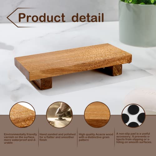 Debetool SD-02 Acacia Wood Riser Soap Tray,Wood Pedestal Soap Dish For Kitchen Counter Sink Stand,Natural Acacia Wooden Pedestal Tray For Bathroom Soap And Kitchen Soap Bottles,Plant thumb #3