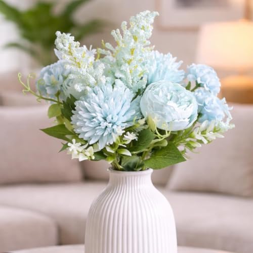 Image of SATYAM KRAFT 1 Pcs Artificial Multiflora Flower Roses Fake Sticks Bunch Decorative Items for Home Decor, Bouquets, Bedroom, Living Room, Wedding, Festive Decor (Without Vase)