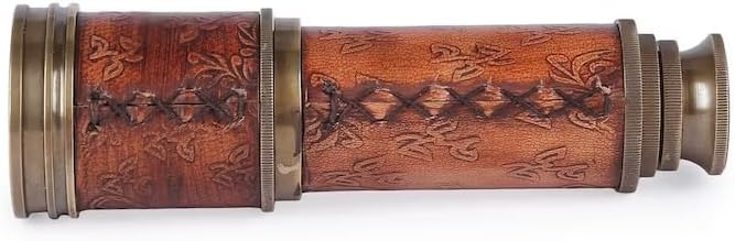 Nautical Telescope with Leather Case Brass Finish Functional Spyglass for Decor