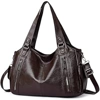 Mabecol Große Damen Shopper Tasche PU Leder Handtasche Umhängetasche Tote Bag im Vintage Stil Schultertasche für Alltag Arbeit Reisen Shopping (Kaffeebraun)