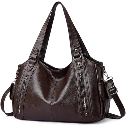 Mabecol Borsa Shopper Donna PU Grande Capacità Elegante Vintage Tote Rigida a Mano e a Spalla con...