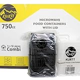 KURTT 50er Pack 1-Fach Meal Prep Container Essensbox, Lunchbox, Mealprep boxen, Mikrowellengeeignet, Spülmaschinenfest Und Wiederverwendbar - BPA Frei (Schwarz, 750ML)