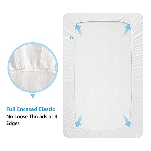 Tillyou Muslin Crib Sheet (White, Crib Bedding) #TOP5