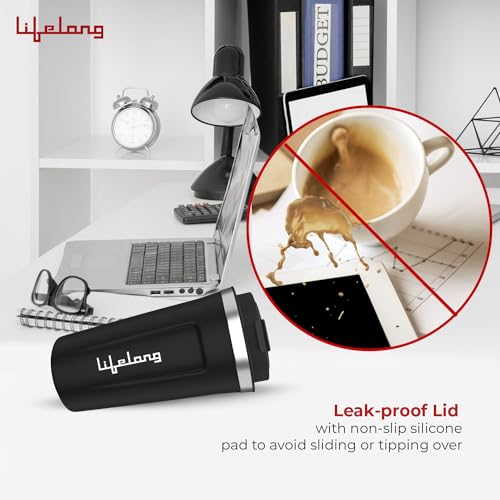 Image of Lifelong Double Insulated Stainless Steel Mug with Temperature - 510 ml, Keeps Hot and Cold- Black