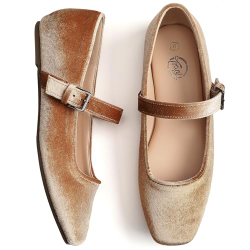 Image of Trary Mary Jane Shoes Women Woven Flats for Women Dressy Ballet Flats Squared Toe Mary Jane Flats Shoes