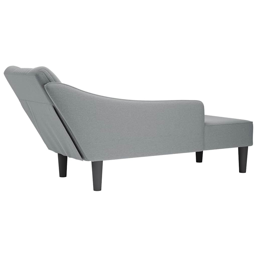 Szezlong z prawym podłokietnikiem, jasnoszary, materiał 140 x 56 x 66 cm, komfortowy leżak relaksacyjny z bardzo elastyczną pianką, do salonu, sypialni, biura, salonu i pokoju gościnnego