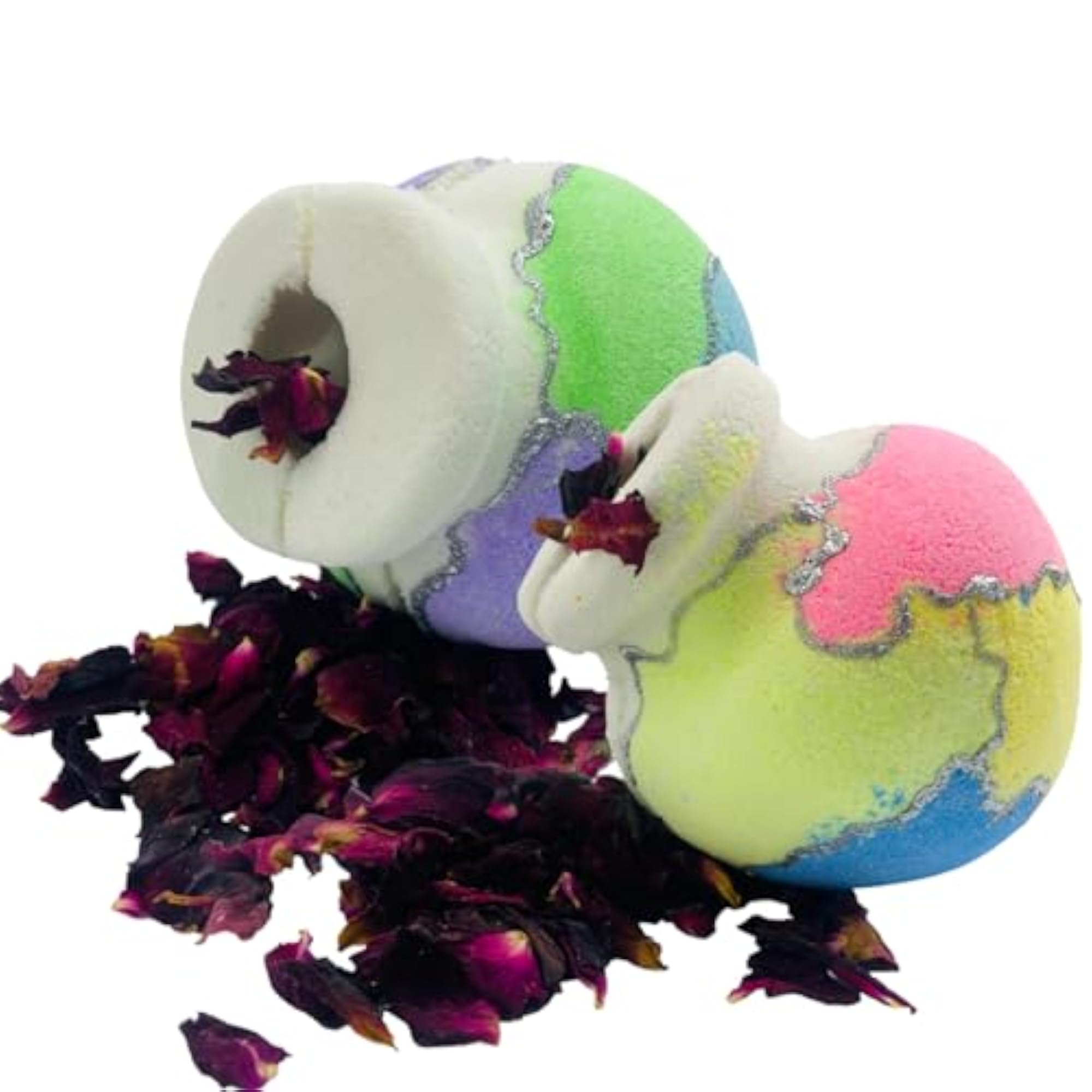Luxury Handmade Bath Bomb Set with Dried Rose Petals