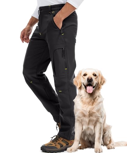 Mens Snow Ski Waterproof Hiking Pants Insulated Fleece Lined Winter Snowboard Fishing Walking Outdoor Pants