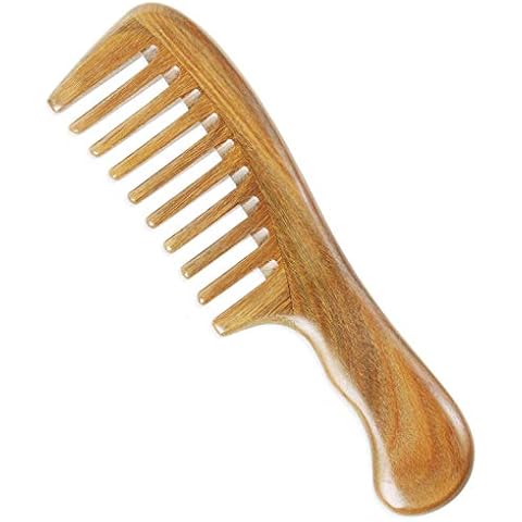 Onedor Handmade 100% Natural Green Sandalwood Hair Combs - Anti-Static Sandalwood Scent Natural Hair Detangler Wooden Comb (Extra Wide Tooth) Cover