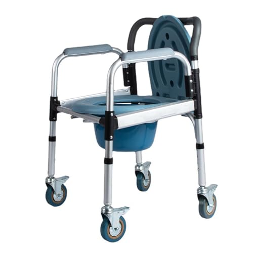 Sedia Da Toilette Con Rotelle,Sedia WC Per Anziani Regolabile In Altezza,Sedia WC Con Rotelle,Sedile Doccia E Sedia Da Comodo Per Anziani E Disabili,Installazione Senza Attrezzi A