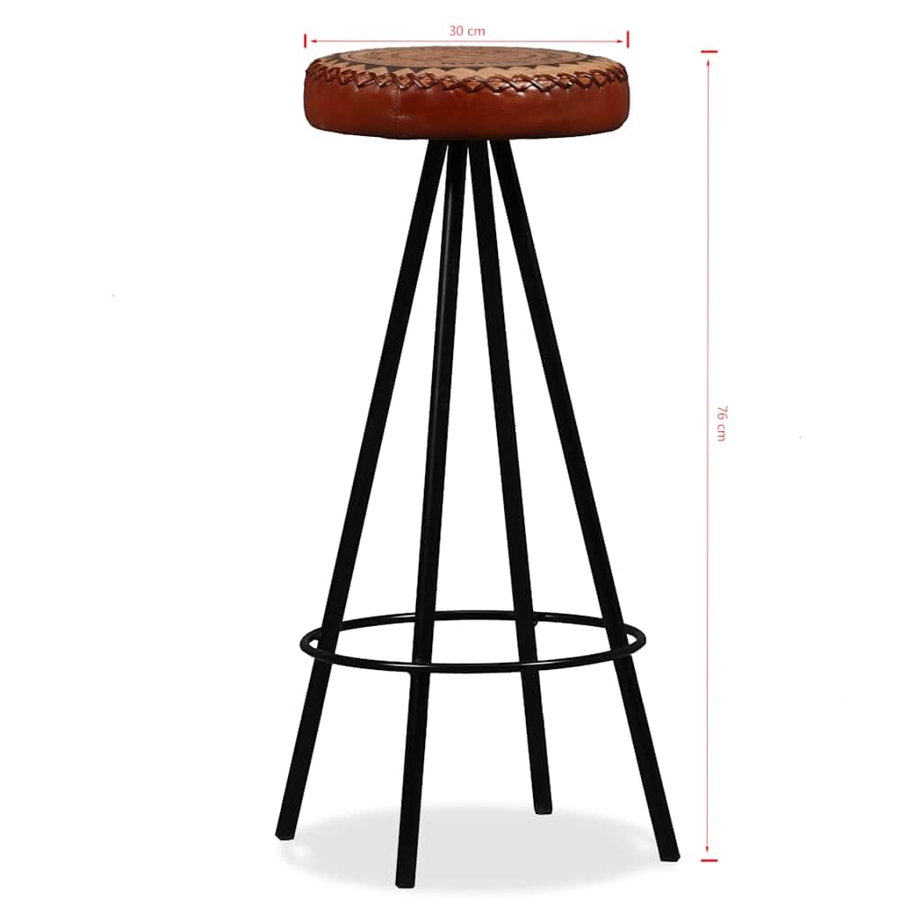 Ensemble de mobilier de Bar en Bois d'acacia Massif avec tabourets en Cuir véritable et Toile pour Maison, Bar ou Restaurant, Style Industriel, Livraison Facile