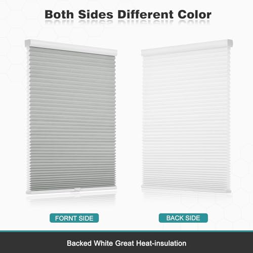 Changshade Cordless Cellular Shades, Light Filtering Honeycomb Shades for Windows, Pull Down Pleated Blinds, Easy to Install for Indoor Windows and French Doors,27.5" W x 72" H, Grey by Changshade - Image 6