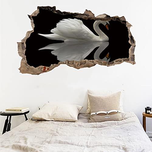 Animal 3D Wall Sticker Room Decor Bedroom Decal Swan Removable Kids Boys Girls Wall Tattoo Abstract Decor Sticker For Home Decor Art Mural Wallpaper Window Wall Stickers Murals 30"W X 18"H #TOP1