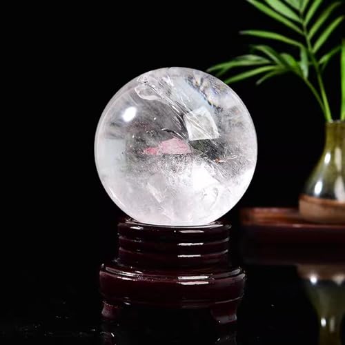 Clear Quartz Crystal Ball with Stand,Handcrafted Crystal Decorative Ball,Crystal Sphere Prop Healing/Divination/Chakra Balance/Y
