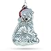 Polar Bear in Santa Hat Glass Christmas Ornament