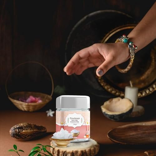 Image of 100% Pure Bhimseni Camphor Flakes 100g Jar | Zero Residue Natural Kapoor for Puja, Havan, Aromatherapy & Air Purification | Authentic Desi Kapur