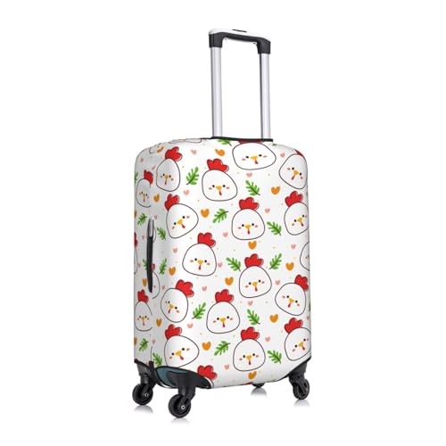 Cartoon Chicken and Plant Print Luggage Cover Washable Elasticated Suitcase Covers TSA Approved Stylish Dust and Scratch Resistant Case Protector for Kids and Adults3