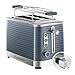 Produktbild Russell Hobbs Toaster [für 2 Scheiben] Inspire Grau mit hochwertiger Hochglanz-Struktur (extra breite Toastschlitze, inkl. Brötchenaufsatz, 6 Bräunungsstufen + Auftau- & Aufwärmfunktion) 24373-56
