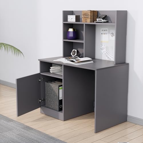 Image of Bniture Wooden Study Table for Home | Engineered Wood Study Table with Bottom Storage Shelf | Multi Purpose Computer Desk for Writing & Study | Laptop Table for Study Room & Office | Slate Grey