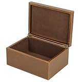HofferRuffer Faux Leather Decorative Box, Large Wooden Structure Keepsake Box Accessory Organizer Jewelry Organizer with Hinged Lid, Storage...