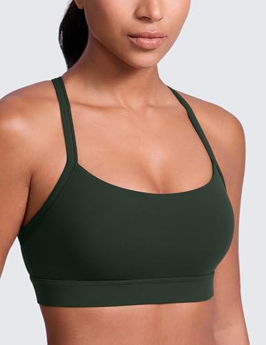 Image of CRZ YOGA Butterlift Cross Back Sports Bras | Medium Support, Removable Pads, Yoga, Buttery Soft, Scoop Neck, Cut-Out, Adjustable Thin Straps, for Women