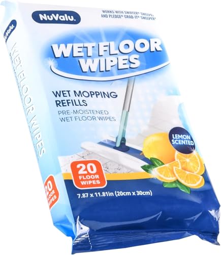 NuValu Lenços umedecidos para chão, refis de esfregão úmido, pré-...