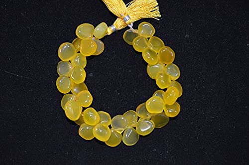 Calcédoine jaune cœur 8-12mm pierre naturelle fil perles 8''