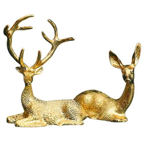 HOMSFOU Lot de 2 statues d'animaux de la ferme - Sculptures de cerf - Renne doré - Décoration de Noël - Décoration de Noël Feng Shui - Décoration de table en métal - Renne miniature HOMSFOU Lot de 2 statues d'animaux de la ferme - Sculptures de cerf - Renne doré - Décoration de Noël - Décoration de Noël Feng Shui - Décoration de table en métal - Renne miniature