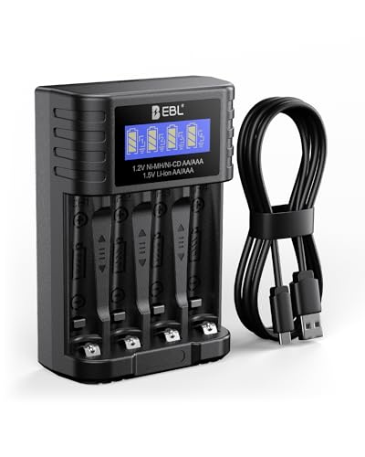 EBL Universal Battery Charger, 1.5V & 1.2V AA AAA Battery Charger with Type-C Fast Charging,...