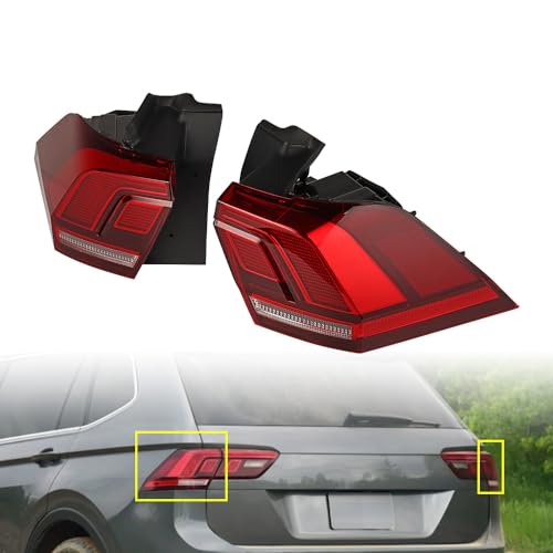 Astra Depot Left Right Side Reflector Outer Tail Light Assembly Turn Signal Lamp Compatible for 2018-2023 Volkswagen Tiguan VW2804126 VW2805126 5NN945095A 5NN945096A